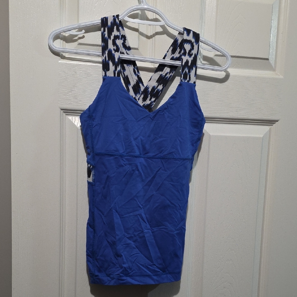 lululemon athletica Blue Tank Top with Black and White Straps